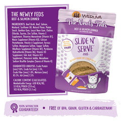 Weruva Wet Cat Food, The Newly Feds with Beef and Salmon Pate, Slide N Serve Pouch (Pack of 12)