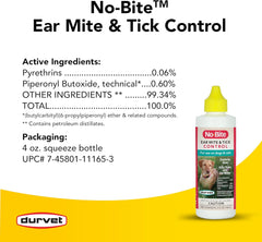 Durvet® No-Bite™ Ear Mite Control – 4 oz Fast Relief for Cats & Dogs