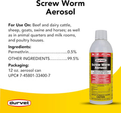Durvet® Screw Worm Aerosol – 12 oz, Multi-Purpose Livestock Insect Control