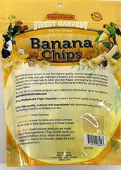 Banana Chips Treat, 4.0 Oz Bag - Real Fruit for Birds and Small Animals - Rabbits, Hamsters, Guinea Pigs, Mice, Gerbils, Rats, Cockatiels, Parrots, Macaws, Conures