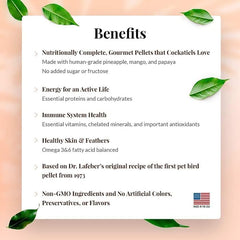 LAFEBER'S Tropical Fruit Gourmet Pellets Pet Bird Food, No Added Sugar, Made with Non-GMO and Human-Grade Ingredients, 1.25 lb