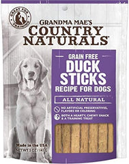 Grandma Mae's Grain-Free Duck Sticks, 5 Ounces, All Natural Dog Training Treats Made in The USA