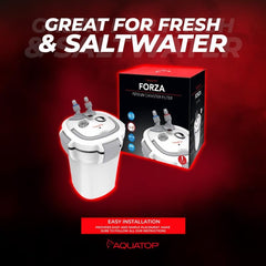 Aquatop Forza Premium Canister Filter – 13 Watts – 550 GPH Flow Rate – Ideal for 125-175 Gallon Fresh & Saltwater Tanks– Includes Filtration Media