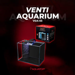 Aquatop Venti Professional Showcase Glass Aquarium Kit – All-in-One Freshwater with LED Light - Breza Air Pump & Replaceable Filter Cartridge