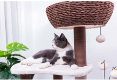 PetPals Group Quartz Handwoven Eco-Friendly Cat Tree with Paper Rope Scratching Posts, 36" H