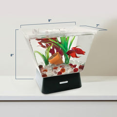 Tetra LED Betta Tank Kit 1 Gallon, Trapezoid aquarium With Base Lighting (24050)
