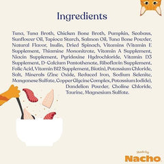 Made by Nacho Flaked Filets Recipe in Bone Broth, Grain-Free Chef's Selects Wet Food for Cats Balanced Diet in Naturally Hydrating Pumpkin-Infused Broth (3.0 oz (Pack of 12), Tuna & Sea Bass)