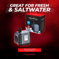 Aquatop NP-305 Aquarium Submersible Pump – 80 GPH Adjustable Flow for Fish Tanks, Small Water Features, and Sumps, Energy-Efficient Design