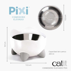 Catit PIXI Elevated Feeding Dish, Whisker Stress Free Food & Water Cat Bowl White