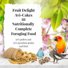 LAFEBER'S Fruit Delight Avi-Cakes Pet Bird Food, Made with Non-GMO and Human-Grade Ingredients, for Cockatiels Conures Parakeets (Budgies) Lovebirds (8 oz Pack of 1)
