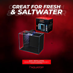 Aquatop Venti Professional Showcase Glass Aquarium Kit – All-in-One Freshwater with LED Light - Breza Air Pump & Replaceable Filter Cartridge