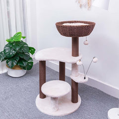 PetPals Group Quartz Handwoven Eco-Friendly Cat Tree with Paper Rope Scratching Posts, 36" H