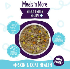 Weruva Meals 'n More Natural Wet Dog Food, Steak Frites Dinner Plus Skin & Coat Health (Pack of 12)