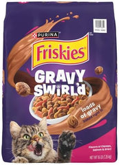 Purina Friskies Dry Cat Food Gravy Swirl'd With Flavors of Chicken, Salmon and Gravy - 16 lb. Bag