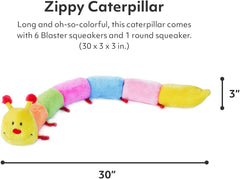 ZippyPaws Deluxe Caterpillar- Dog Toys to Keep Them Busy, For Medium & Large Dogs, Squeaky Pet Toy for Boredom, Stuffed Chew Toy, Soft Plush Puppy Products, 6 Blaster Squeakers & 1 Round Squeaker