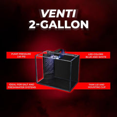 Aquatop Venti Professional Showcase Glass Aquarium Kit – All-in-One Freshwater with LED Light - Breza Air Pump & Replaceable Filter Cartridge