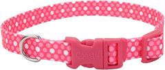 Coastal Pet Styles Adjustable Dog Collar - Stylish Patterned Fabrics - Snap-Lock Buckle - Adjustable Dog Collar - for Small, Medium or Large Dogs - Pink Dots