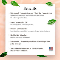 LAFEBER'S Tropical Fruit Gourmet Pellets Pet Bird Food, No Added Sugar, Made with Non-GMO and Human-Grade Ingredients, 1.25 lb