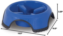 Petmate JW Skid Stop Slow Feed Bowl, Blue, Large
