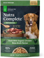 ULTIMATE PET NUTRITION Nutra Complete Bone Broth Infusions, 100% Freeze Dried Raw Veterinarian Formulated Dog Food with Antioxidants Prebiotics and Amino Acids (Bone Broth Duck)