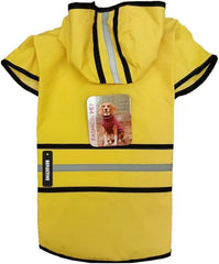 Fashion Pet Rainy Days Slicker - Yellow Dog Rain Jacket With Hood, Reflective Strip for Safety, Leash Hole & Adjustable Velcro Belly Strap, 100% Polyester Water Resistant Pet Raincoat
