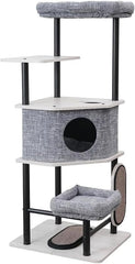 Petpals 54" High Heavy Duty Cat Tree with Durable Iron Frame and Laminated Board,Large Condo,Removable Top Bed,2 Replaceable Scratching Mats