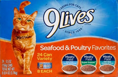 9Lives Seafood & Poultry Favorites Wet Cat Food Variety 5.5 Ounce Can (Pack of 24)