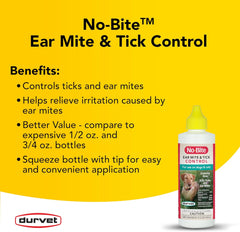 Durvet® No-Bite™ Ear Mite Control – 4 oz Fast Relief for Cats & Dogs