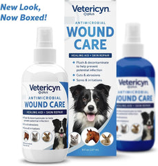 Vetericyn Plus Dog Wound Care Spray | Healing Aid and Skin Repair, Clean Wounds, Relieve Dog Skin Allergies, Safe for All Animals. 8 ounces