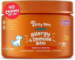 Zesty Paws Dog Allergy Relief - Anti Itch Supplement - Omega 3 Probiotics for Dogs - Digestive Health - Soft Chews for Skin & Seasonal Allergies - with Epicor Pets - Puppy - Lamb - 90 Count