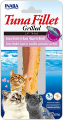 INABA Premium Hand-Cut Grilled Tuna Fillet Cat Treats/Topper with Vitamin E and Green Tea Extract, 0.52 Ounces Each, Pack of 6, Extra Tender Tuna Broth