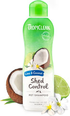 TropiClean Deshedding Dog Shampoo, Fast-Acting Shedding Control & Coat Softener, Puppy Safe, Made in USA, Lime & Coconut Scent, Cat Friendly