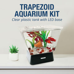 Tetra LED Betta Tank Kit 1 Gallon, Trapezoid aquarium With Base Lighting (24050)