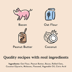 Bocce's Bakery Bac'n Nutty Soft & Chewy Dog Treats, Wheat-Free PB & Bacon Flavored All Natural Limited Ingredient Oven Baked Cookies for Dogs, 6 oz Bag