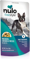 Nulo, Freestyle Puppy & Adult Mackerel, Chicken & Mussel Recipe Dog Food Pouch, 2.8 oz 24 Pack