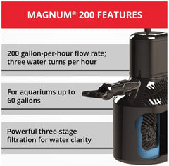 Marineland Magnum 200 Polishing Internal Canister Filter for 60 Gallons, Crystal Clean Water