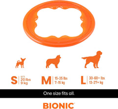 BIONIC Toss-N-Tug Turbo Dog Toy - High-Visibility Ultimate Three-in-One Dog Toy, Lightweight Design for Light Chewers