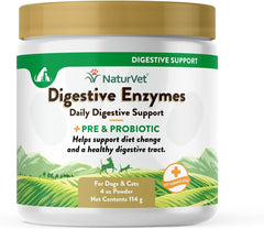 NaturVet – Digestive Enzymes for Dogs - Plus Probiotics & Prebiotics | Helps Support Diet Change & A Healthy Digestive Tract | for Dogs & Cats