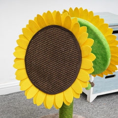 PetPals 26" Tall Double Sunflower Style Cat Scratcher with Angled Jute Scratching Pads and Post with a Toy Bee (Yellow-Sunflower)