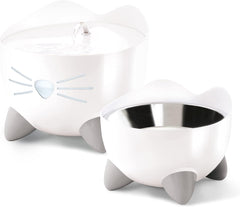 Catit PIXI Elevated Feeding Dish, Whisker Stress Free Food & Water Cat Bowl White