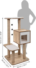 Vesper Cat Tree, High Base, Oak, 52063, 56 x 56 x 81.5 cm (22 x 22 x 32 in)