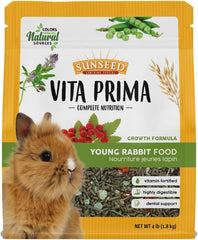 Sunseed Vita Prima Young Rabbit Food - Complete Nutrition - Premium Fortified Blend with Timothy Hay, 4 lb