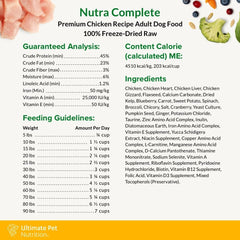 ULTIMATE PET NUTRITION Nutra Complete Freeze Dried Raw Dog Food, Veterinarian Formulated with Antioxidants, Prebiotics & Amino Acids