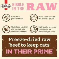 Primal Kibble in The Raw, Freeze Dried Cat Food, Beef, Scoop & Serve, Made with Raw Protein, Whole Ingredient Nutrition, Crafted in The USA, Dry Cat Food, 24 Ounce (1.5 lb) Bag