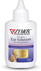 Zymox Enzymatic Ear Solution with 0.5% Hydrocortisone for Cats & Kittens, 1.25 oz. – Cleans & Refreshes Ear Canal for Relief from Wax, Dirt Buildup, Itchiness, Irritation, Inflammation & Redness