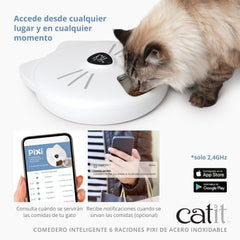 Catit PIXI Smart 6-Meal Feeder – Automatic Cat Feeder with App Control, Stainless Steel Tray, Custom Schedule, Ice Packs, for Dry & Wet Food