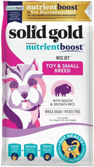 Solid Gold Toy & Small Breed Dog Food Dry Small Bites – Real Bison & Healthy Whole Grain Dogfood – Potato Free, High Fiber Healthy Dog Kibble w/Probiotics for Gut Health – NutrientBoost™ 11-lb