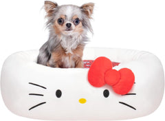 Hello Kitty and Friends Hello Kitty Pet Bed - Pet Bolster Bed with Character Design and Machine Washable Removable Insert