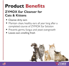 ZYMOX Enzymatic Ear Cleanser for Cats & Kittens, 4 oz. - Cleans and Refreshes Ear Canal for Relief from Wax and Dirt Buildup