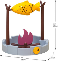 PetPals 11" High Cats Treat-Dispensing Slow Feeder,Pets Dry Food Dispenser,Cats Slow Feeding Snack Bowl, Grilled Fish Spinning Toy, Food Puzzle Cat Toy